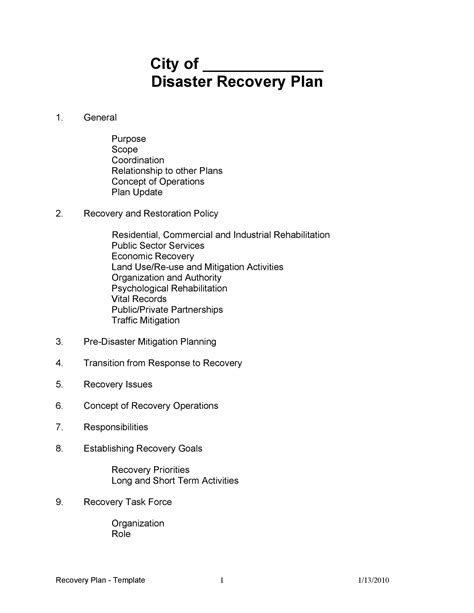 Disaster Recovery Procedure Template