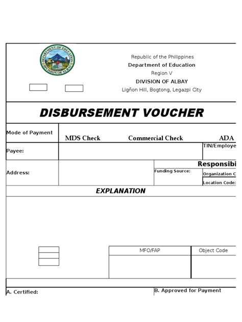 Disbursement Voucher Sample