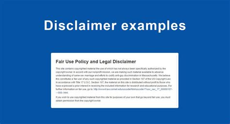 Disclaimer Examples