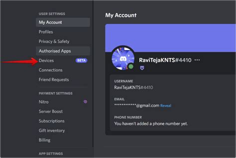 Discord account settings