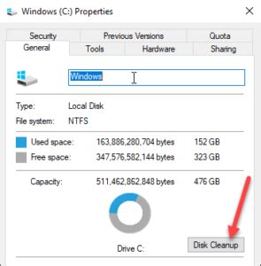 Disk Cleanup via Disk Properties