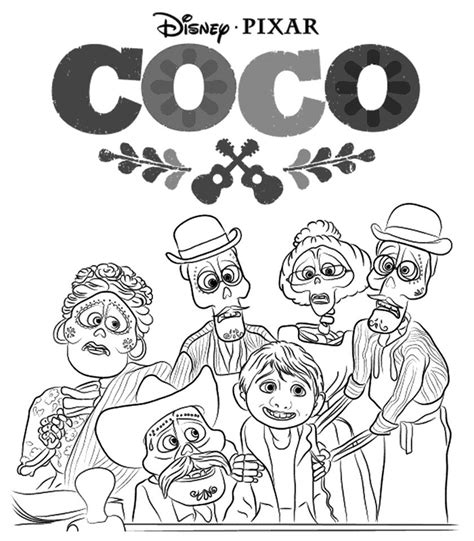 Coco to color for kids Coco Kids Coloring Pages