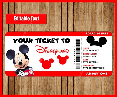 Disney Ticket Gift Template