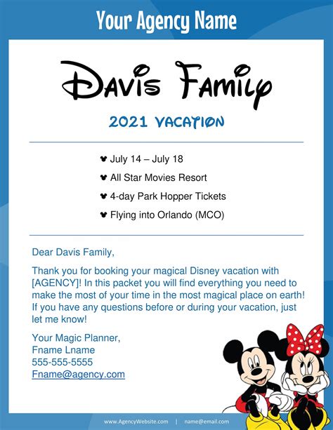 Disney Travel Agent Quote Template