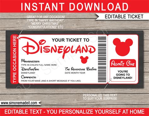 Disneyland Ticket Template