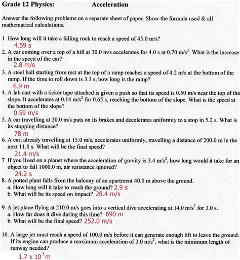 Displacement Velocity And Acceleration Worksheet Answers — db-excel.com