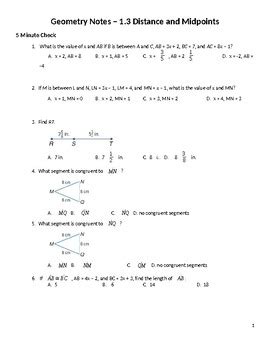 Distance Formula Worksheet Geometry - Promotiontablecovers