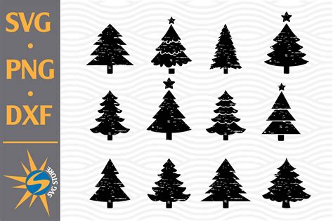 Download Distressed Christmas Trees SVG and PNG Digital Cut File