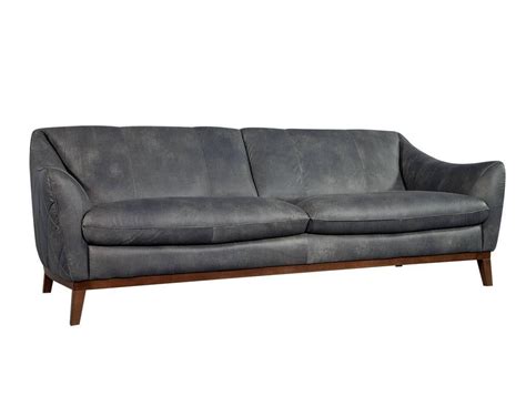 Distressed Grey Leather Sofa