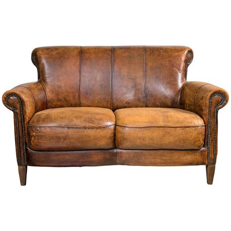 Distressed Leather Couch