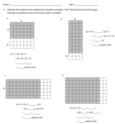 Unlock the Mysteries of Area Calculation: Get a Free Distributive Property Area of a Rectangle Worksheet!
