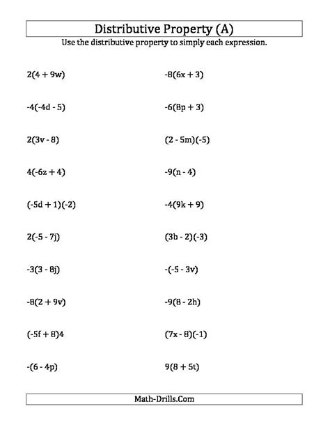 Distributive Property Worksheet Answers