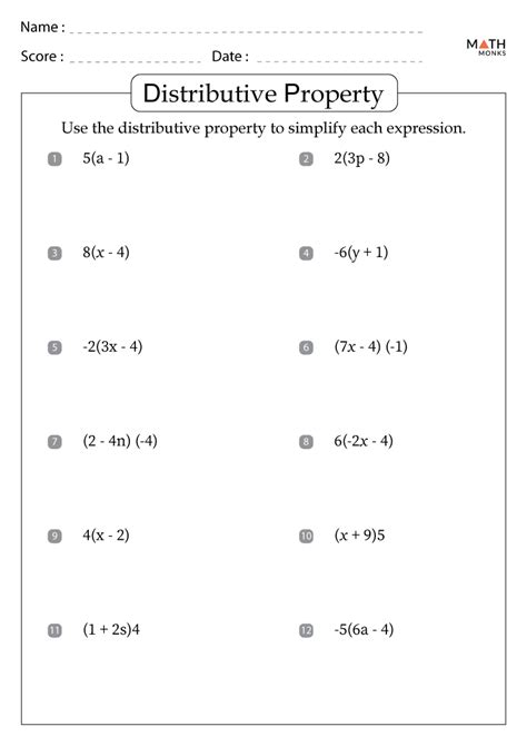 Distributive Property Worksheet Pdf