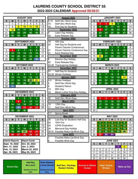 District 55 Calendar