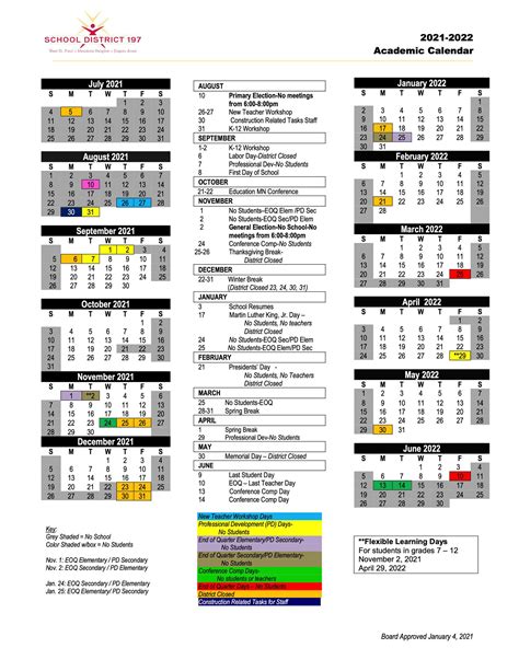District 62 Calendar