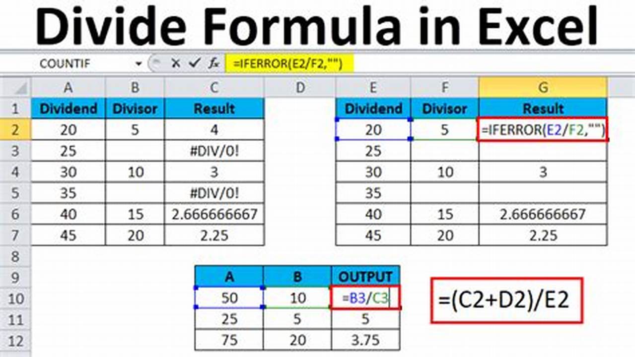 Dividing, Excel Templates