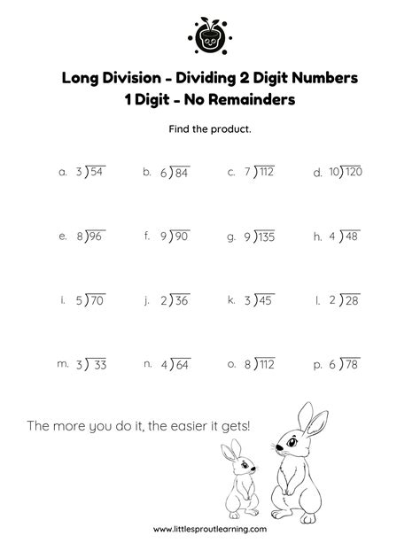 Dividing 2 Digits By 1 Digit Worksheets