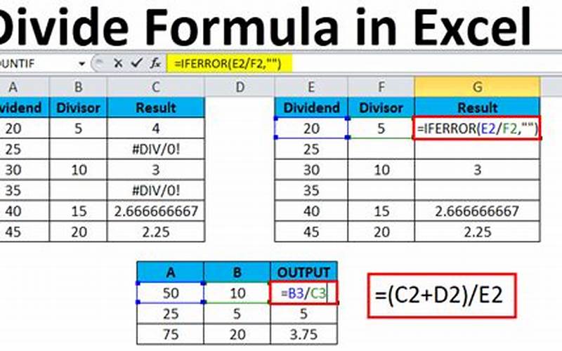 Division Formula In Excel