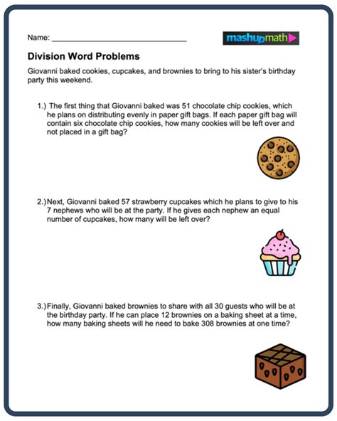 Division Word Problems For Grade 3 Students