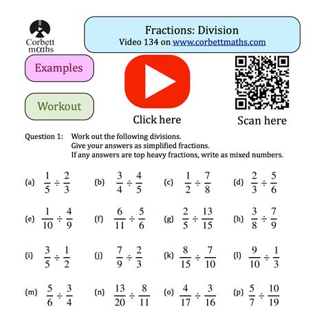 Division As Fractions Worksheets