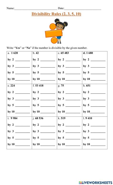 Division Rules Worksheets