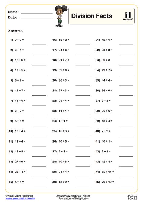 Division Worksheets 3rd Grade