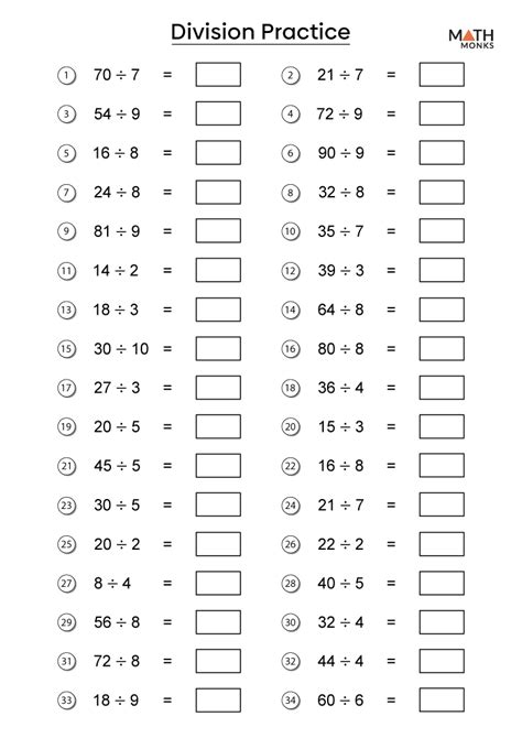 Division Worksheets Grade 3