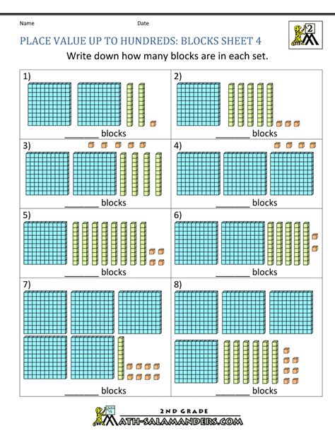 Division Worksheets Using Place Value Blocks