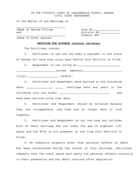 Divorce Petition Template