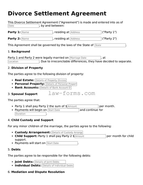 42 Divorce Settlement Agreement Templates [100 FREE] ᐅ