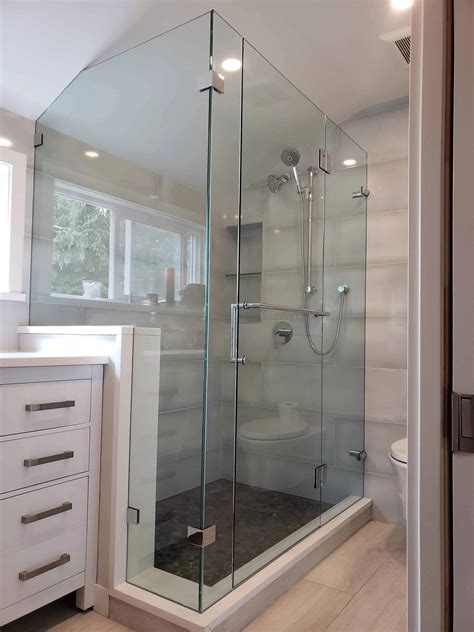 Frameless Shower Enclosure Door Panel On Tub With Wall Mount Bathtub shower doors, Tub shower
