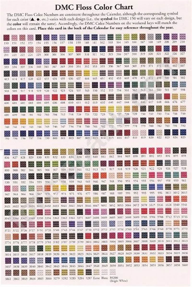 Dmc Embroidery Thread Color Chart