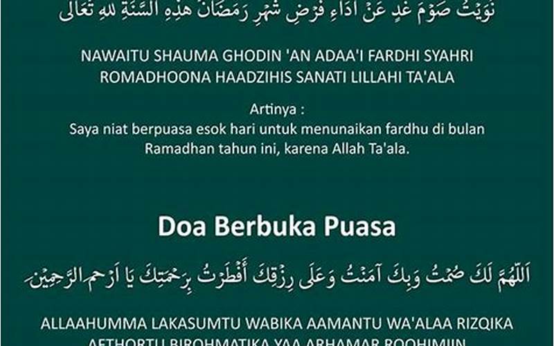 Doa Niat Berpuasa Ramadhan