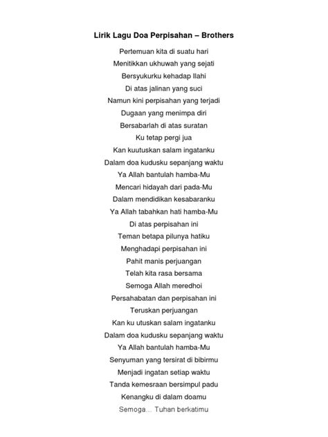 Doa Perpisahan Lirik