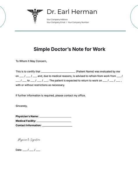 Doctor Note Template Free – Free Editable Template & Examples - SCIENCE ...