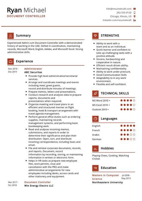 Document Controller Resume Sample