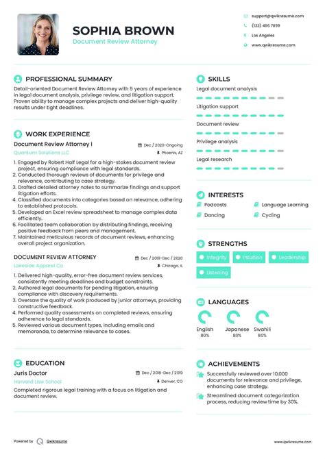 Document Review Attorney Resume Sample