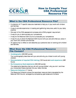 Documentation: The CDA Professional Resource File