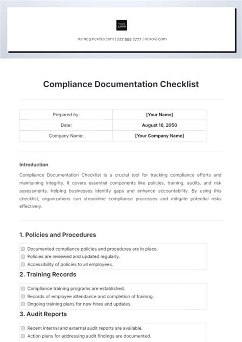 Documentation and Insurance Checklist