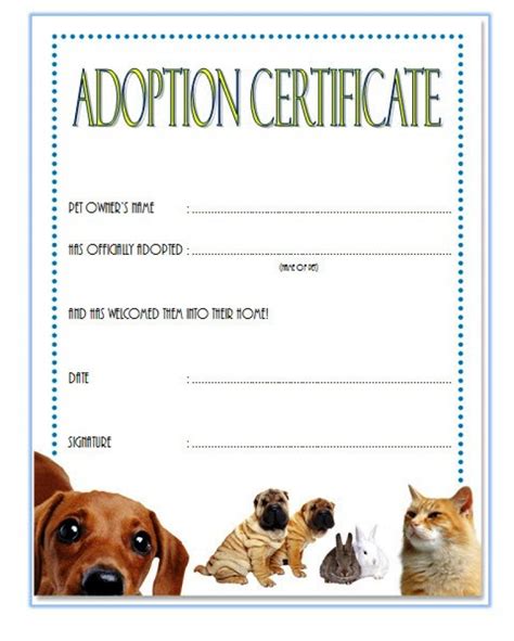 Pet Adoption Certificate Design Template in PSD, Word