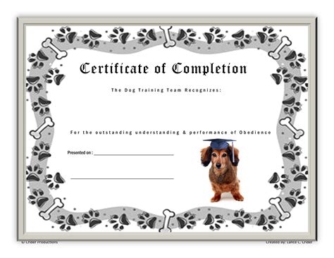 Free Dog Training Certificate Templates