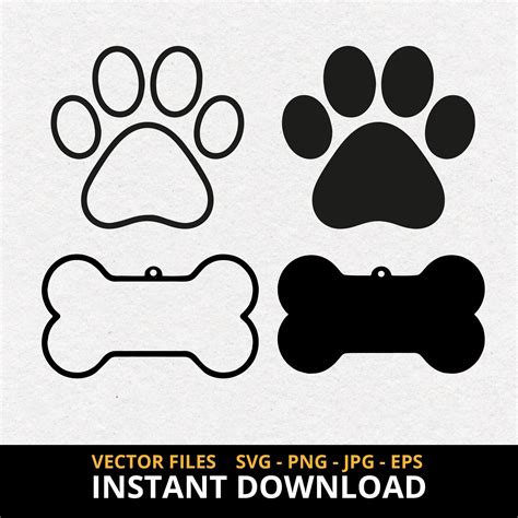 Download Dog Bone and Paw Print Bundle Svg,... Files For Crafts
