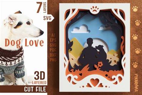 Download Dog Love 3D Shadow Box SVG Cut... Commercial Use DXF Files