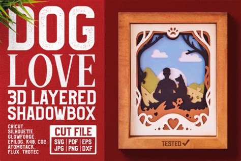 Download Dog Love 3D Shadow Box SVG Cut... Images
