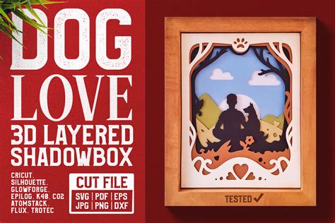 Download Dog Love 3D Shadow Box SVG Cut... Printable