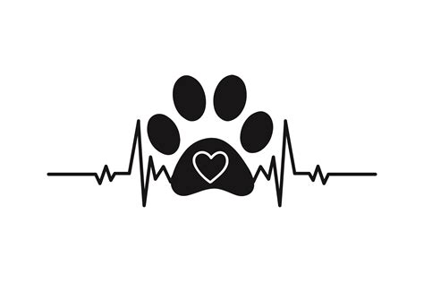 Download Dog Paw with Heart Beat SVG File - SVG Design Commercial Use DXF Files