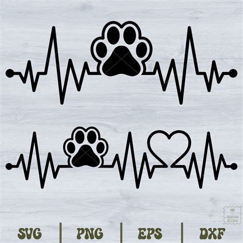 Download Dog Paw with Heart Beat SVG File - SVG Design for Cricut Machine