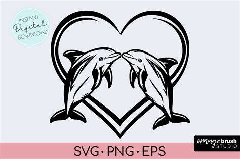 Unleash the Playful Spirit with our Stunning Dolphin Heart SVG Design - Dive into Creativity Today!