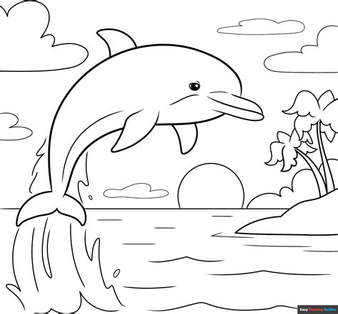 Dolphin Sunset Coloring Pages