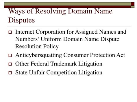 Domain Name Disputes and Resolution